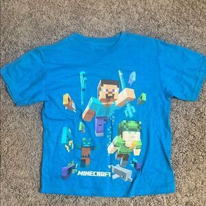 Minecraft Boys Blue Graphic Short Sleeve T-Shirt Size Small